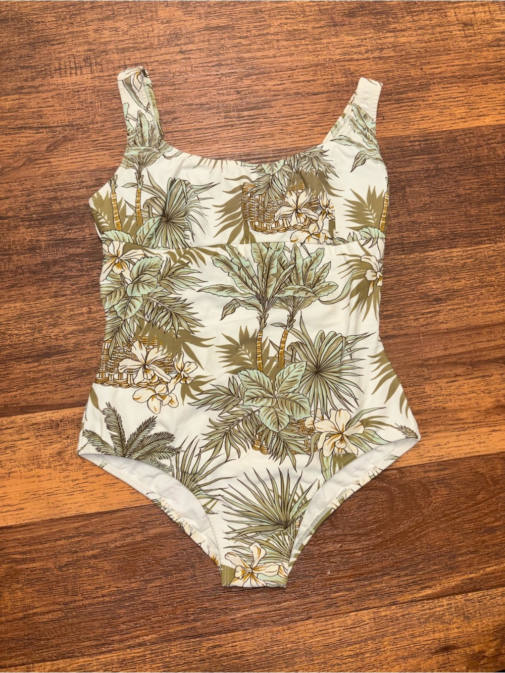 Tropical Palm One-Piece Swimsuit - Green Floral Print